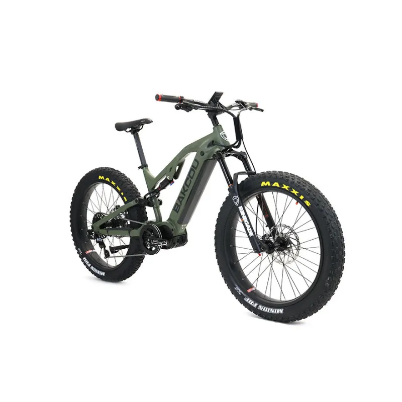 Bakcou Scout Full Suspension Mid-Drive Fat Tire Electric Bike, 1000W