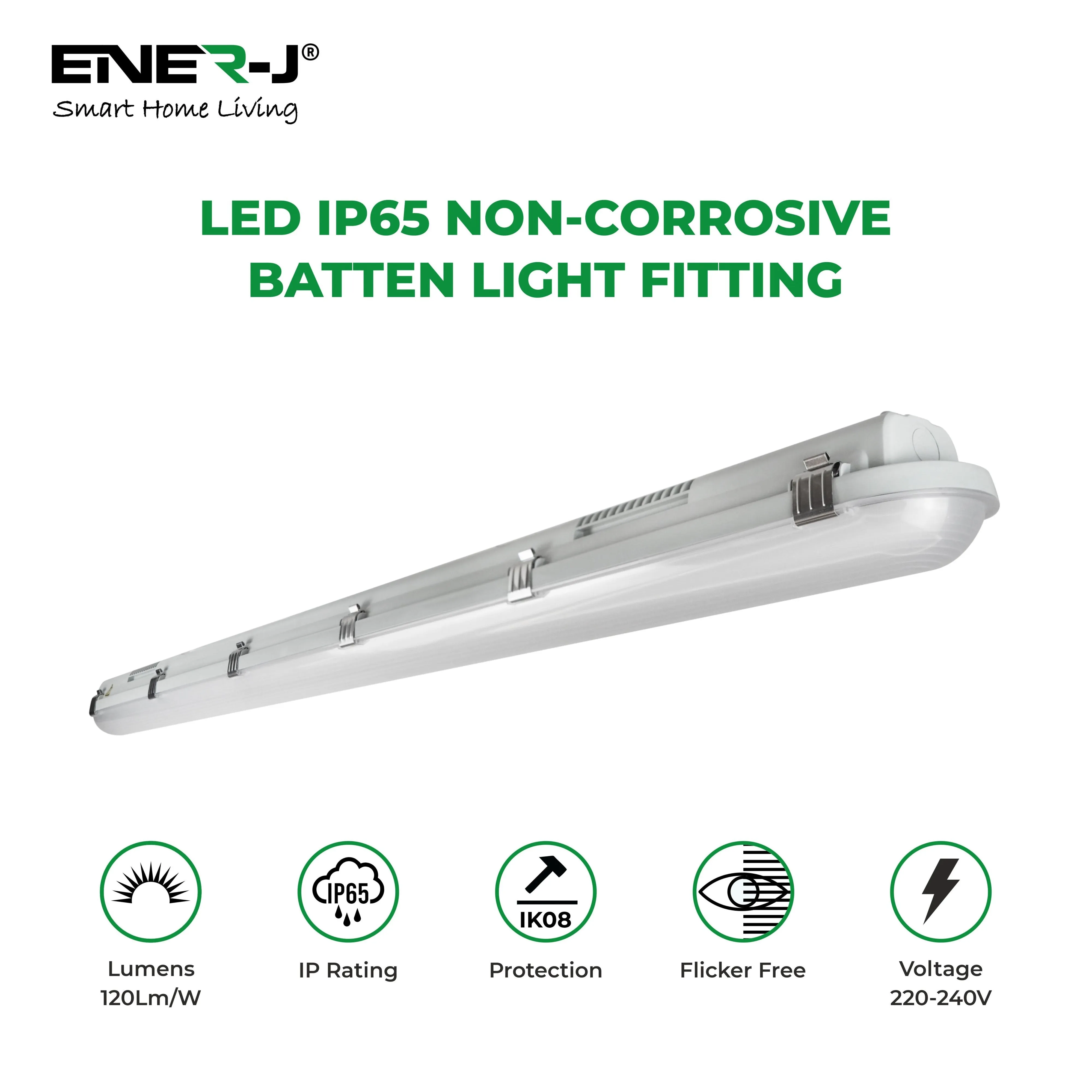 LED Non Corrosive IP65 Batten Fitting Light 120cms 40W 4000K, 4800 Lumens Ultra Bright, Up to 20000 Hours of Operation