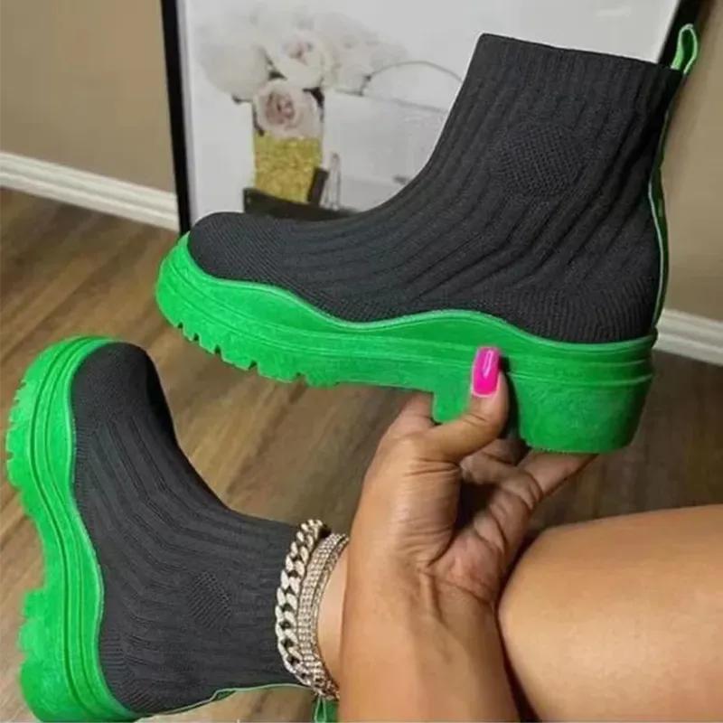 Megan Patchwork Knit Boots
