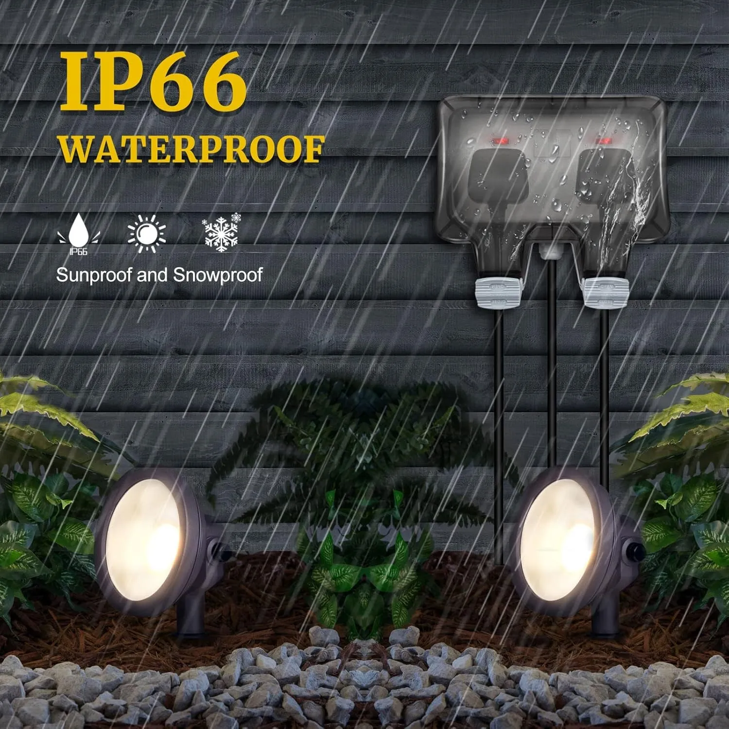 Outdoor Plug Sockets Waterproof 3m Extension Lead Ip66 Weatherproof Double Socket Outside Plug Socket 13Amp 2 Gang External Power Electrical Socket for Outdoors Garden