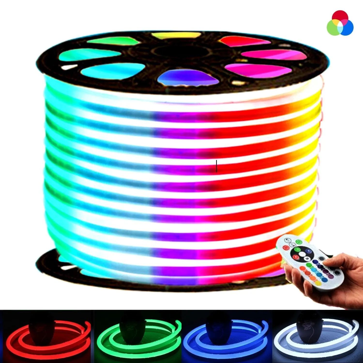 RGB LED Neon Flex 220V 240V 10x18mm IP65 Dimmable with Remote Kit